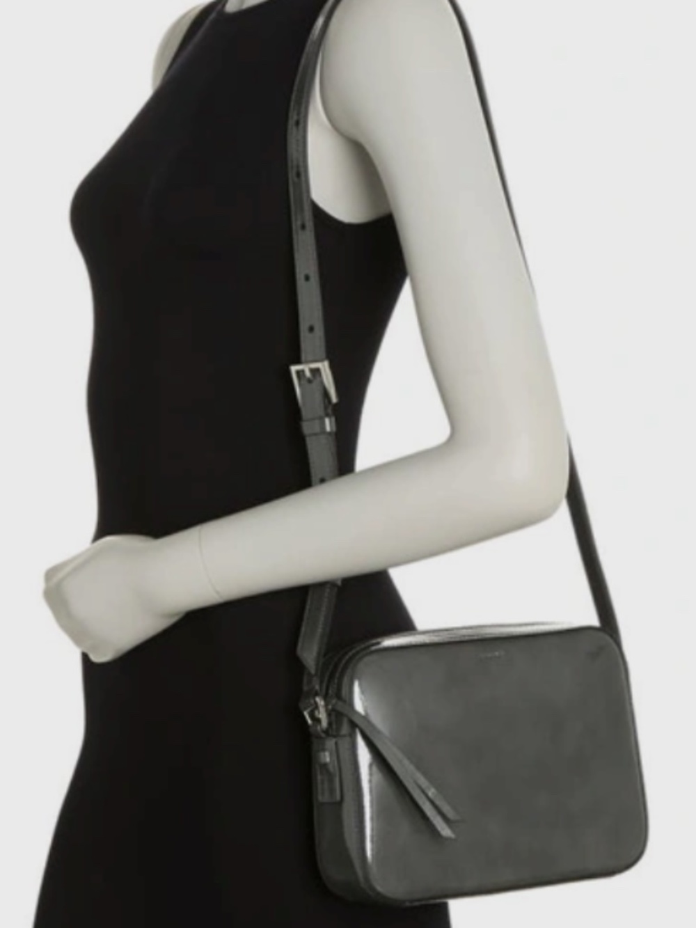 Allsaints Gray Leather Lea Captain Crossbody Bag